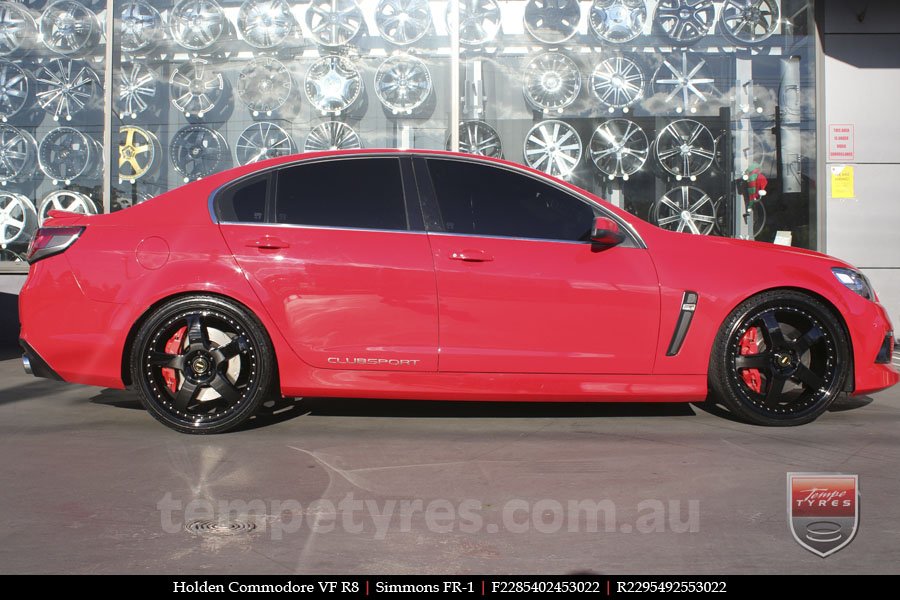 22x8.5 22x9.5 Simmons FR-1 Full Gloss Black on HOLDEN COMMODORE 