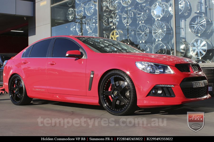 22x8.5 22x9.5 Simmons FR-1 Full Gloss Black on HOLDEN COMMODORE 