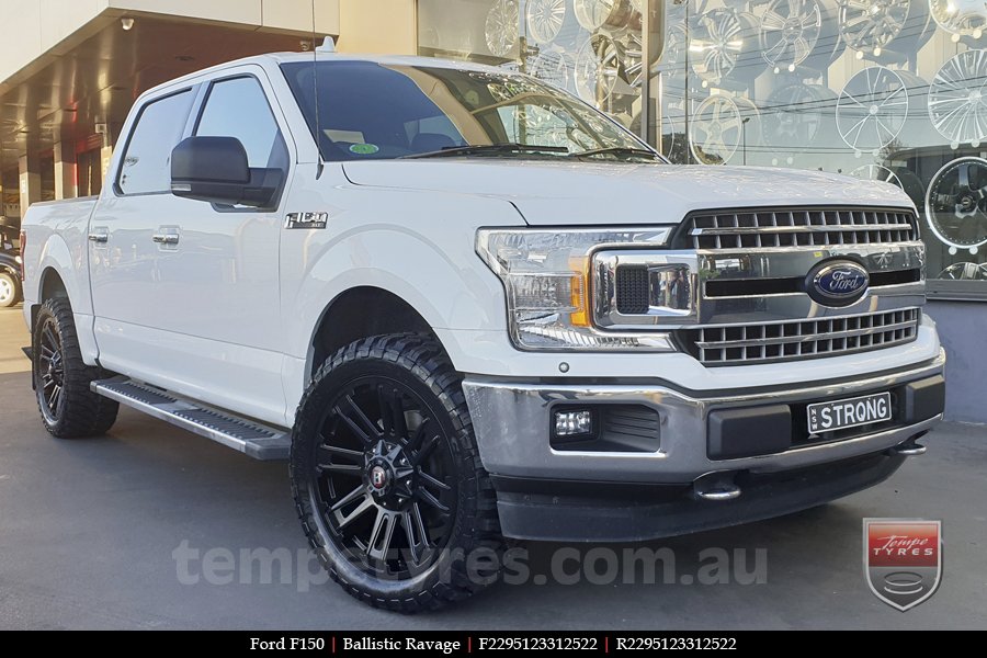 22x9.5 Ballistic Ravage Flat Black on FORD F150 