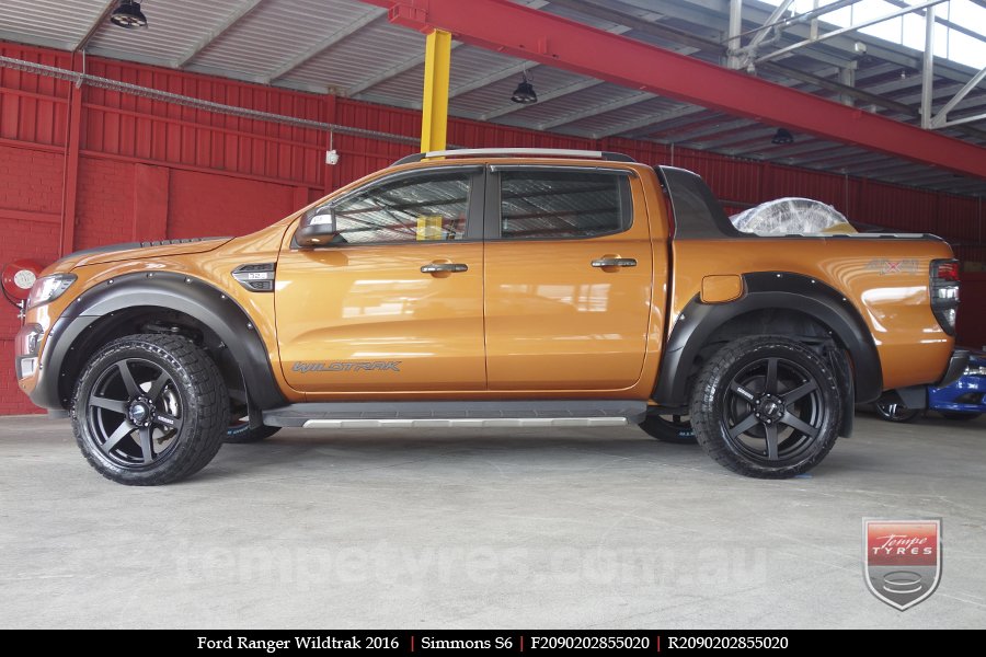 20x9.0 Simmons S6 Matte Black on FORD RANGER WILDTRAK