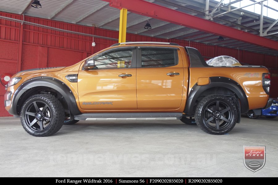 20x9.0 Simmons S6 Matte Black on FORD RANGER WILDTRAK