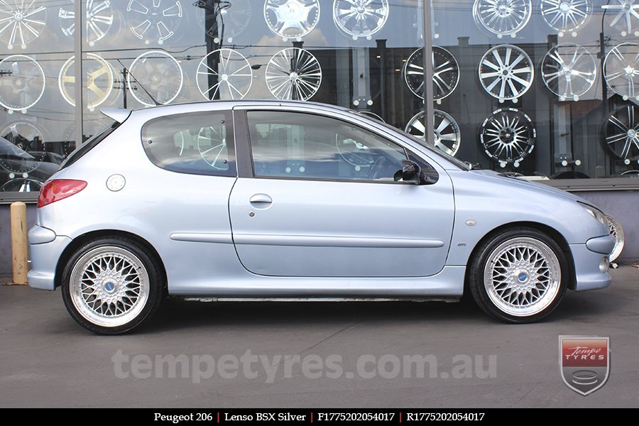 17x7.5 Lenso BSX Silver on PEUGEOT 206