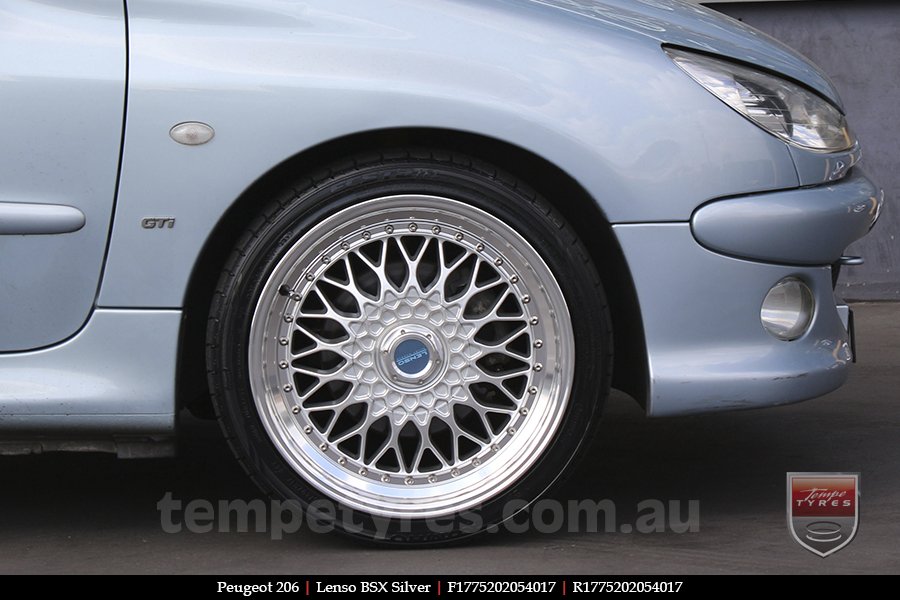 17x7.5 Lenso BSX Silver on PEUGEOT 206
