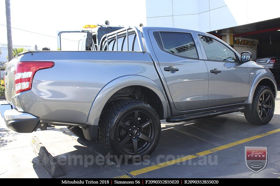 20x9.0 Simmons S6 Matte Black on MITSUBISHI TRITON