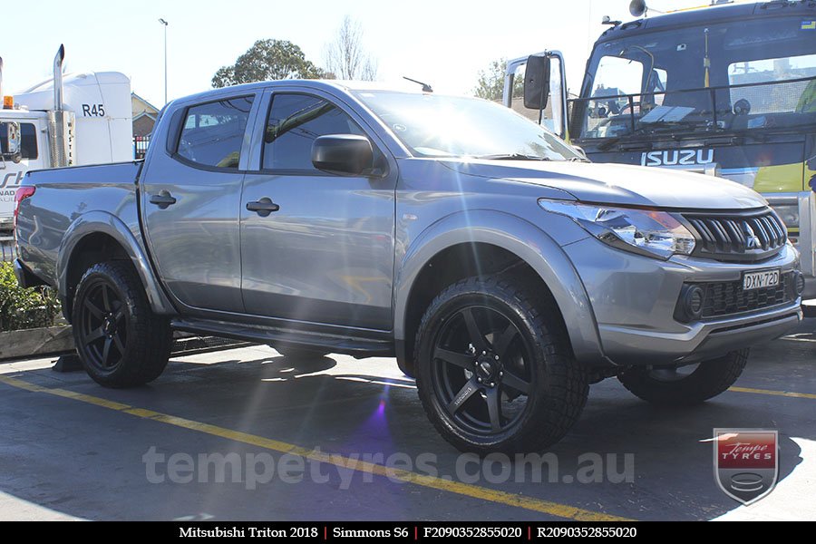 20x9.0 Simmons S6 Matte Black on MITSUBISHI TRITON