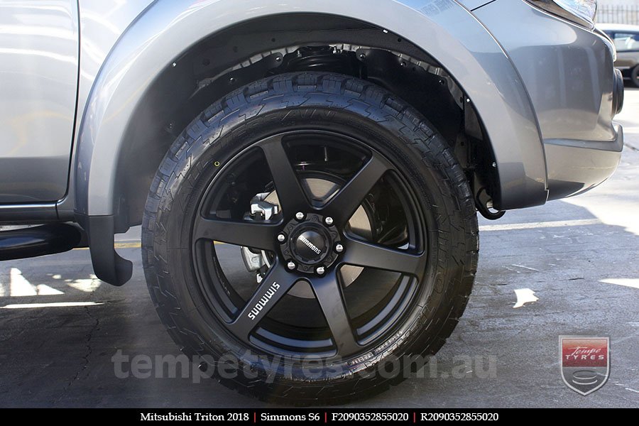 20x9.0 Simmons S6 Matte Black on MITSUBISHI TRITON