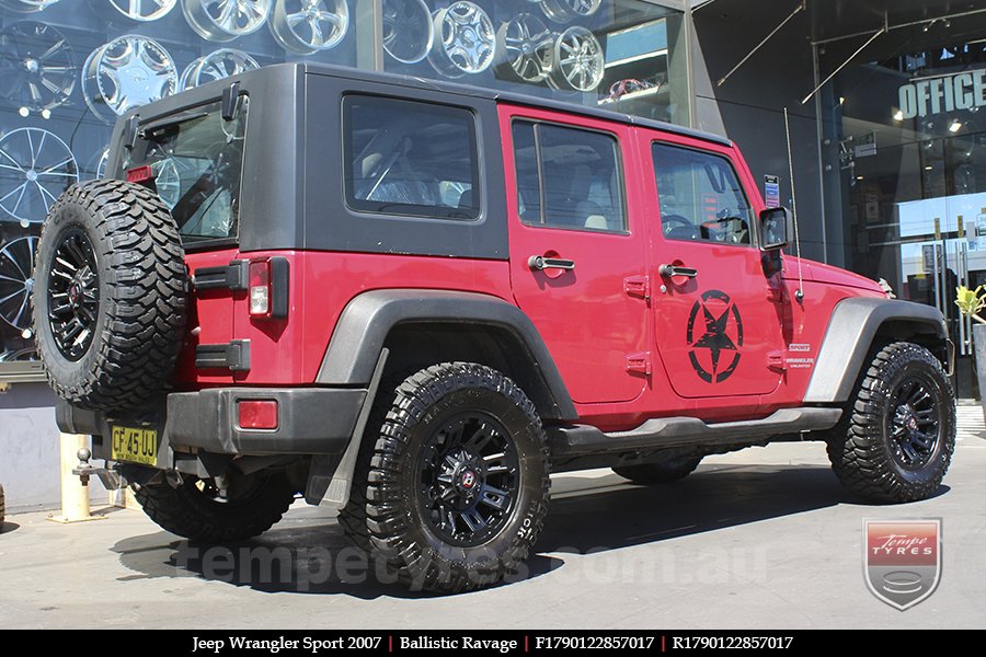 17x9.0 Ballistic Ravage Flat Black on JEEP WRANGLER