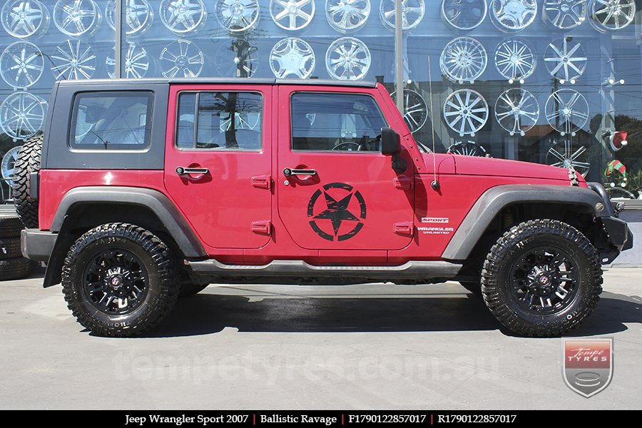 17x9.0 Ballistic Ravage Flat Black on JEEP WRANGLER