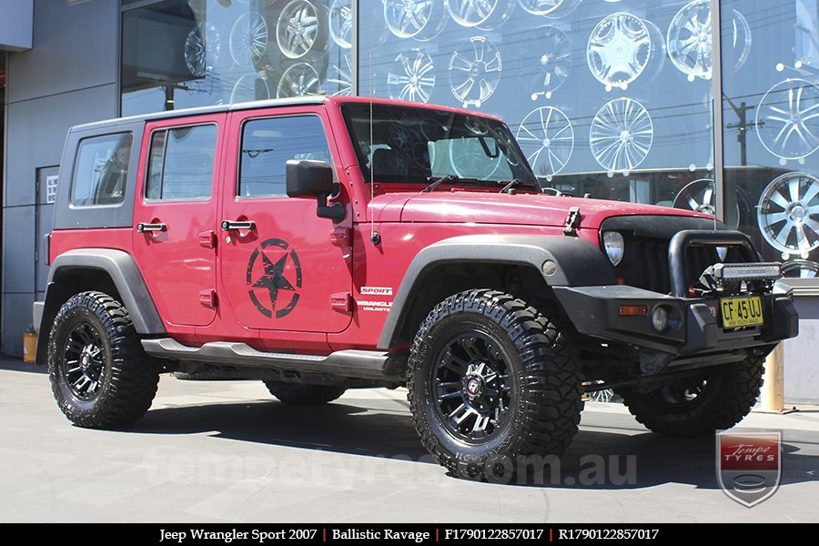 17x9.0 Ballistic Ravage Flat Black on JEEP WRANGLER