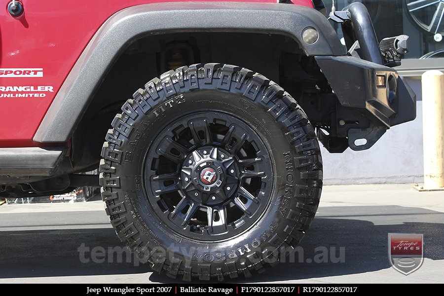 17x9.0 Ballistic Ravage Flat Black on JEEP WRANGLER