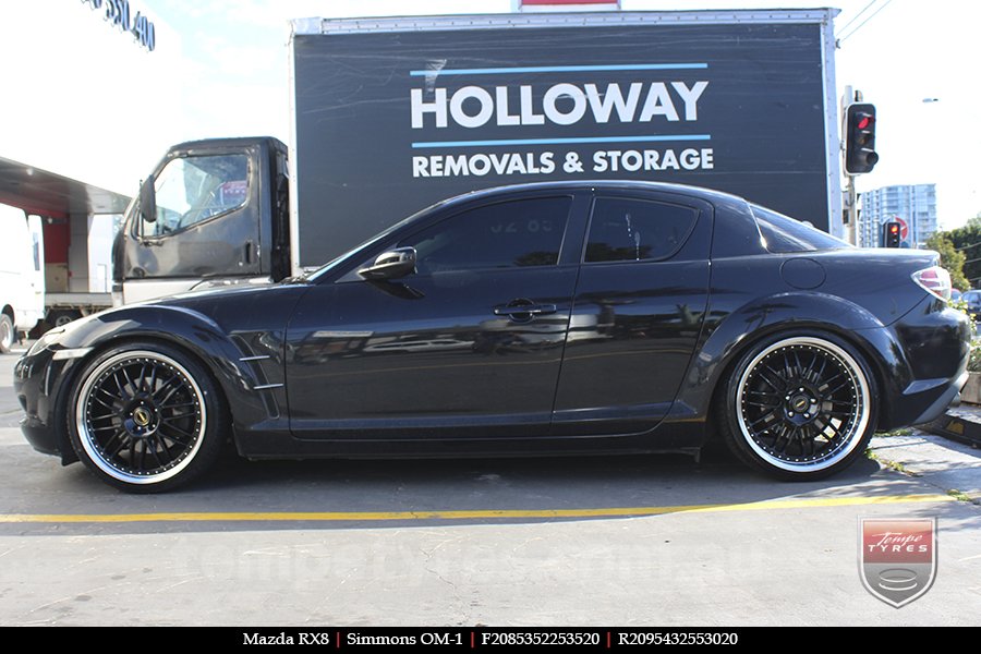 20x8.5 20x9.5 Simmons OM-1 Gloss Black on MAZDA RX8