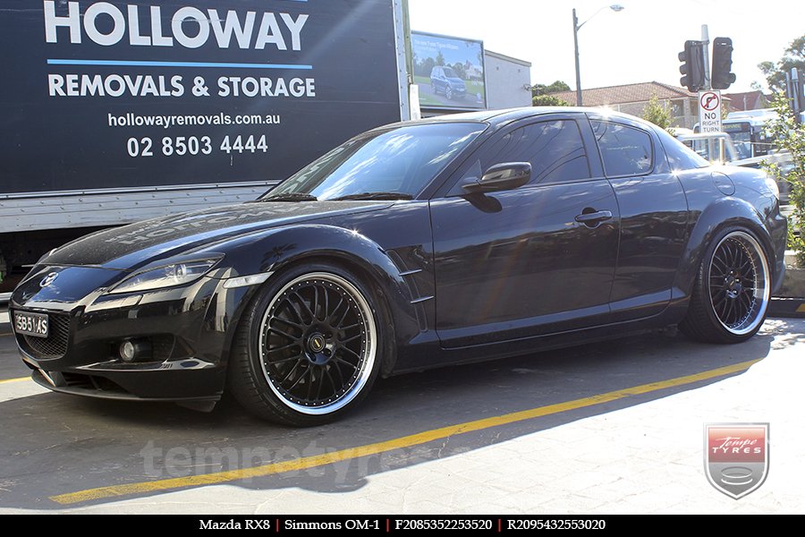 20x8.5 20x9.5 Simmons OM-1 Gloss Black on MAZDA RX8