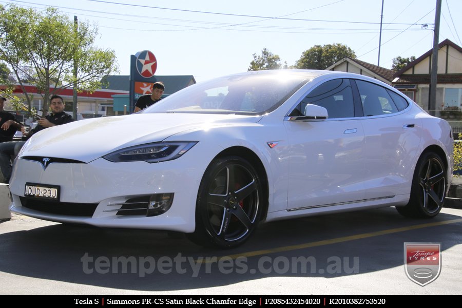 20x8.5 20x10 Simmons FR-CS Satin Black on TESLA MODEL S