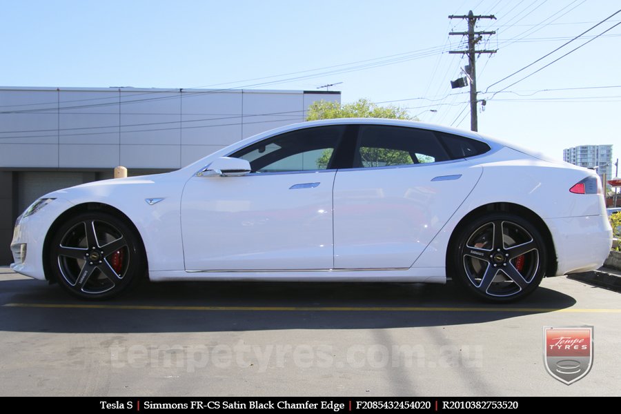 20x8.5 20x10 Simmons FR-CS Satin Black on TESLA MODEL S