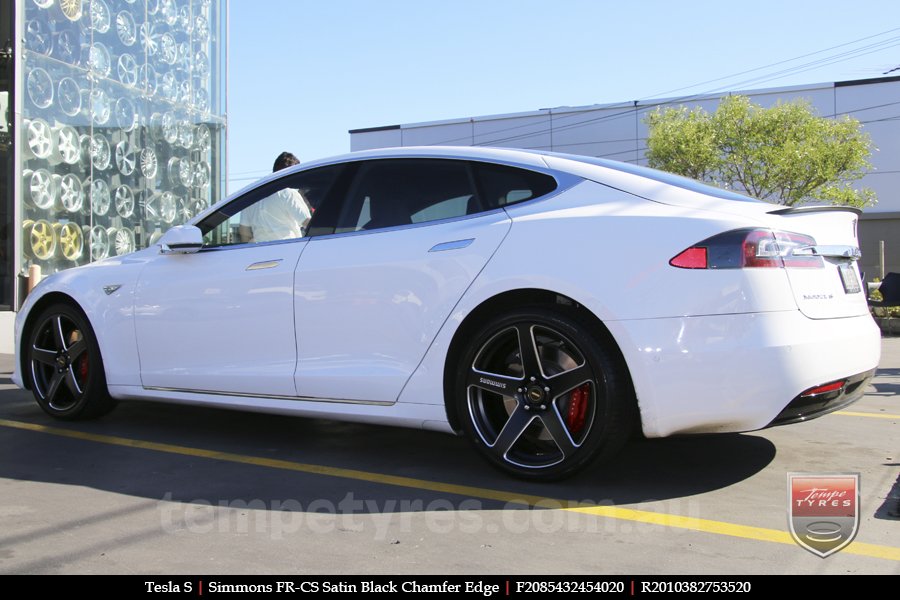 20x8.5 20x10 Simmons FR-CS Satin Black on TESLA MODEL S