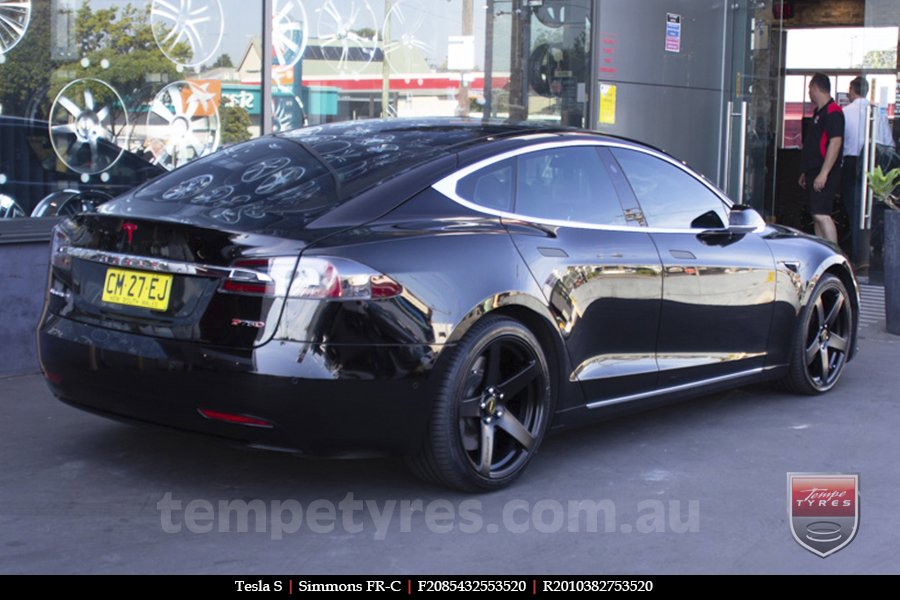 20x8.5 20x10 Simmons FR-C Satin Black NCT on TESLA MODEL S