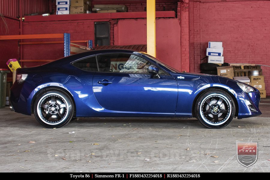 18x8.5 18x9.5 Simmons FR-1 Gloss Black on TOYOTA 86