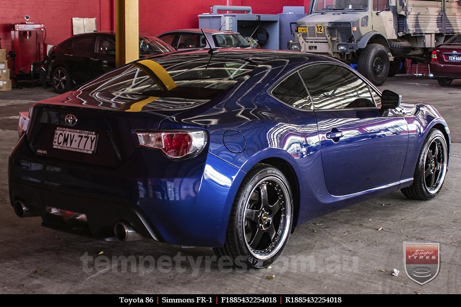 18x8.5 18x9.5 Simmons FR-1 Gloss Black on TOYOTA 86