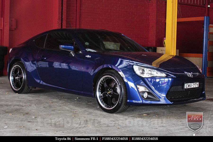 18x8.5 18x9.5 Simmons FR-1 Gloss Black on TOYOTA 86