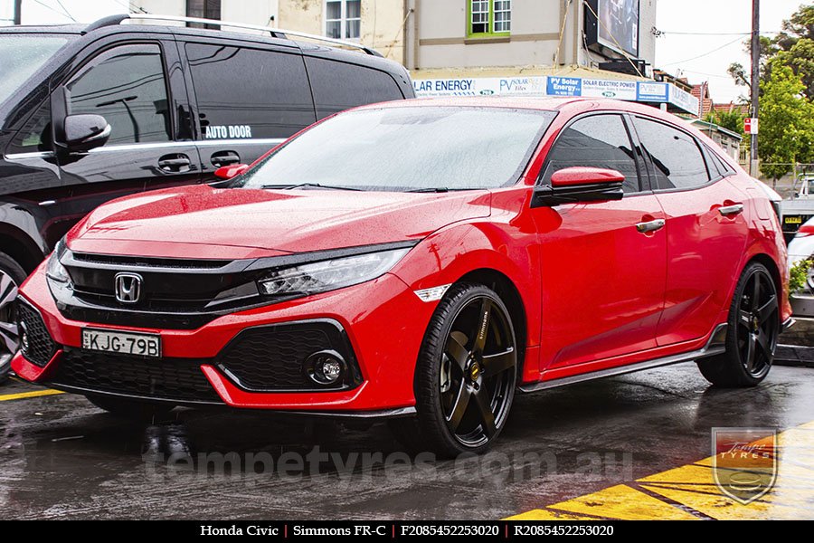 20x8.5 20x10 Simmons FR-C Full Satin Black on HONDA CIVIC