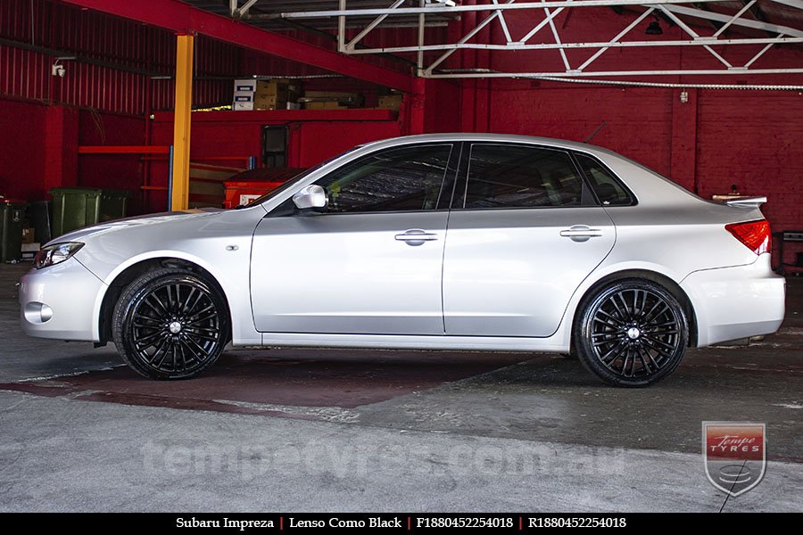 18x8.0 Lenso Como Black on SUBARU IMPREZA