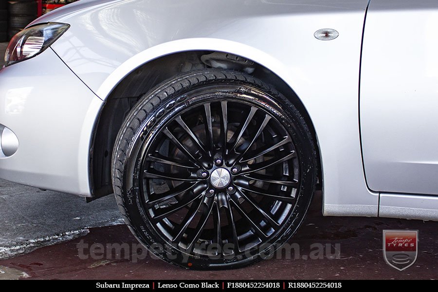 18x8.0 Lenso Como Black on SUBARU IMPREZA