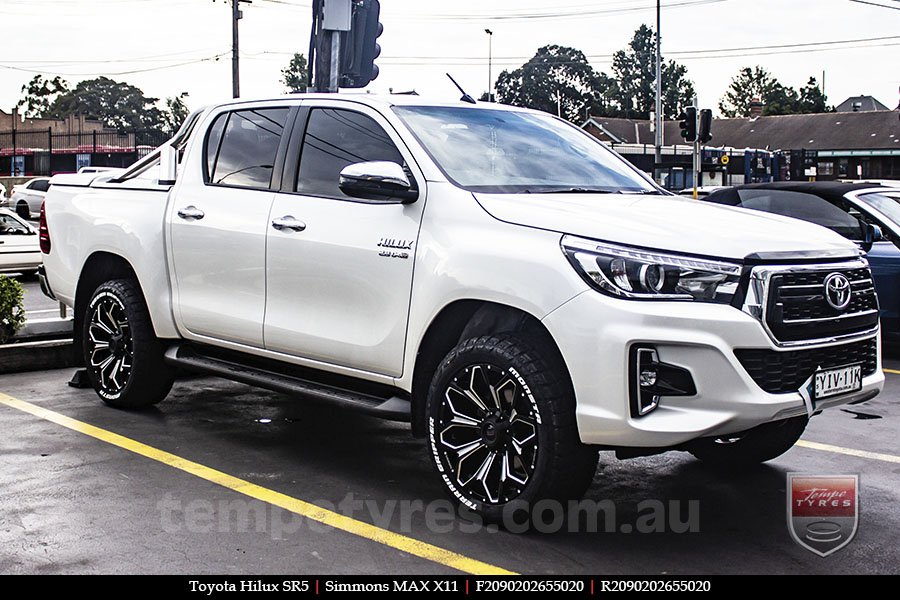 20x9.0 Simmons MAX X11 BKWAA on TOYOTA HILUX SR5