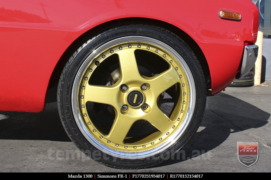 17x7.0 17x8.5 Simmons FR-1 Gold on MAZDA 1300 
