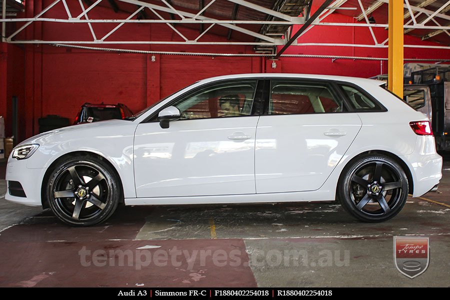 18x8.0 18x9.0 Simmons FR-C Matte Black NCT on AUDI A3