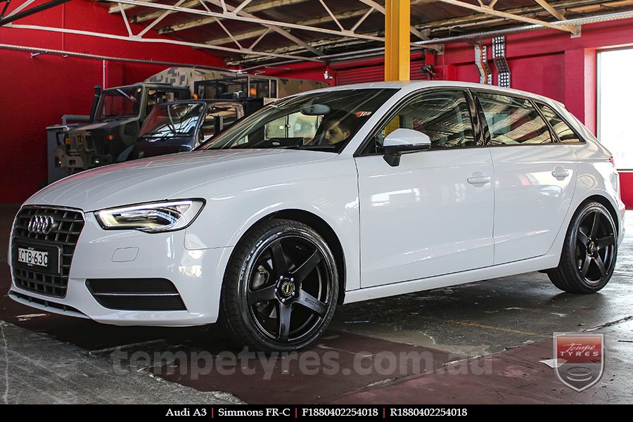 18x8.0 18x9.0 Simmons FR-C Matte Black NCT on AUDI A3