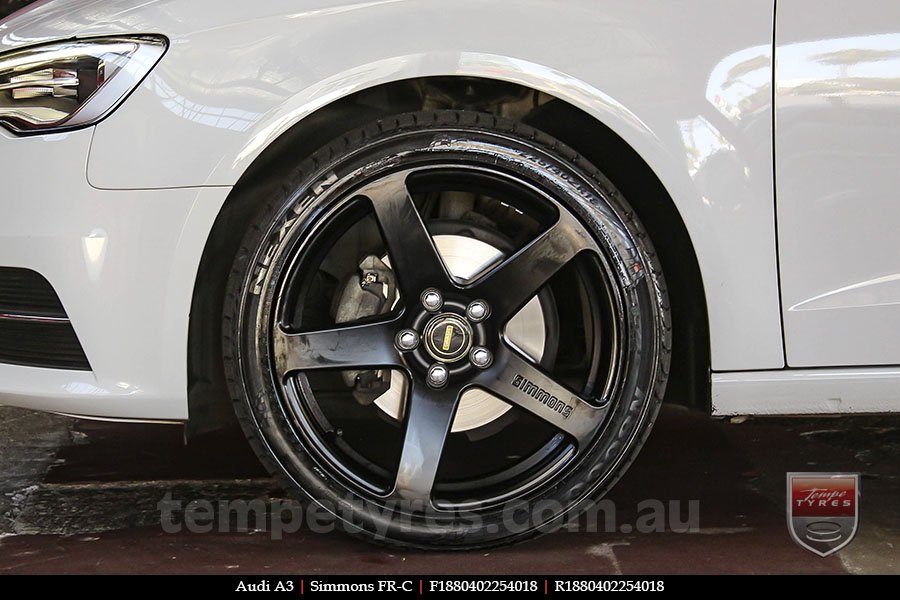 18x8.0 18x9.0 Simmons FR-C Matte Black NCT on AUDI A3