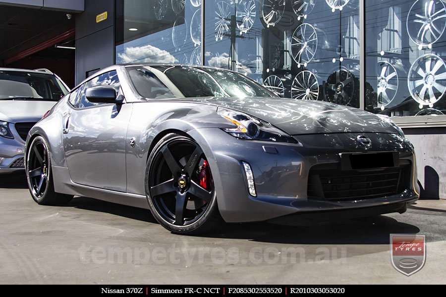 20x8.5 20x10 Simmons FR-C Satin Black NCT on NISSAN 370Z