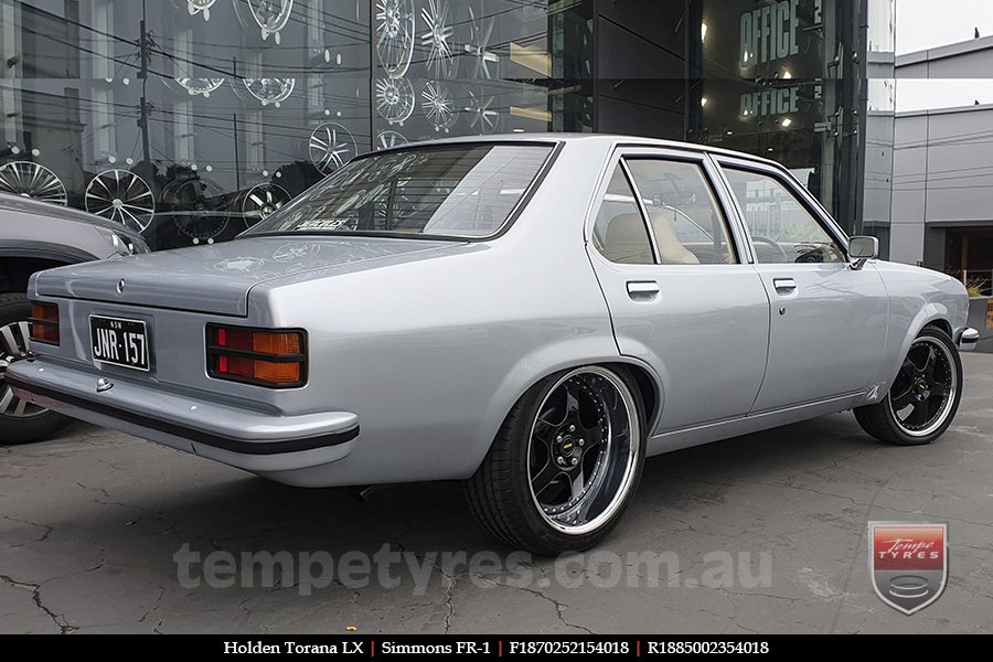 18x7.0 18x8.5 Simmons FR-1 Gloss Black on HOLDEN TORANA