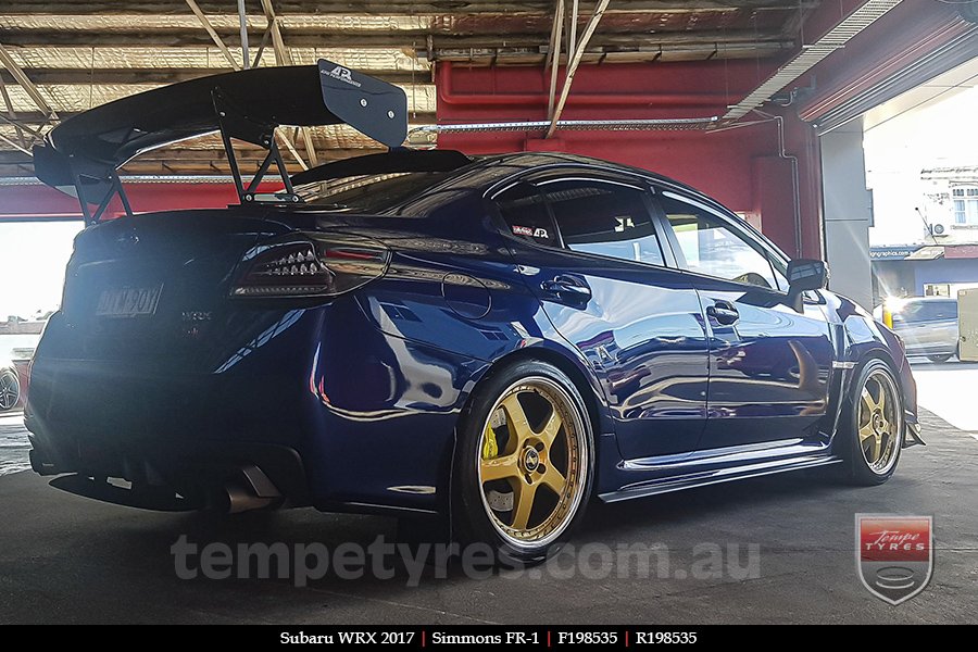 19x8.5 19x9.5 Simmons FR-1 Gold on SUBARU WRX