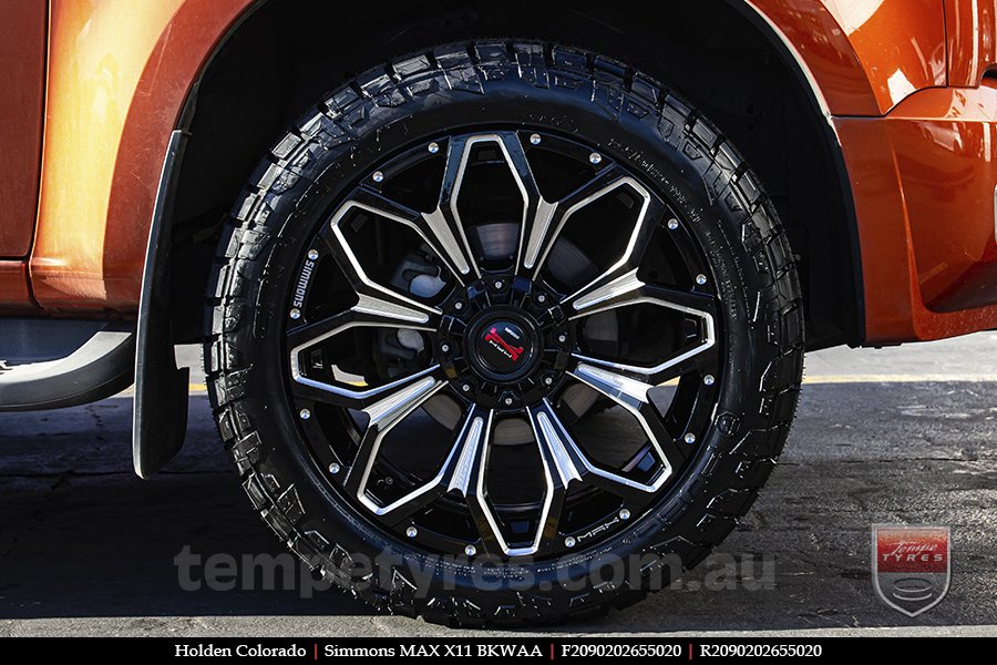 20x9.0 Simmons MAX X11 BKWAA on HOLDEN COLORADO