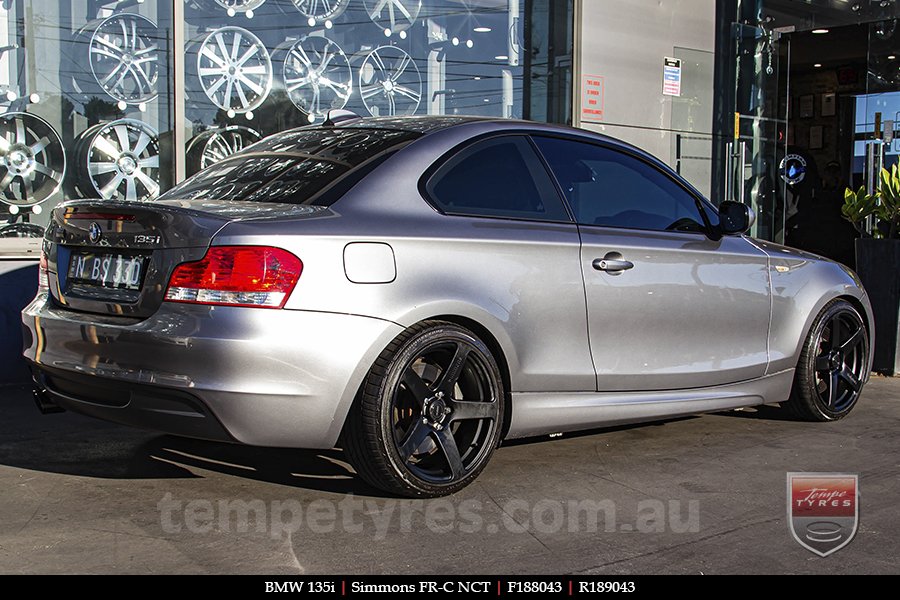 18x8.0 18x9.0 Simmons FR-C Matte Black NCT on BMW 1 SERIES