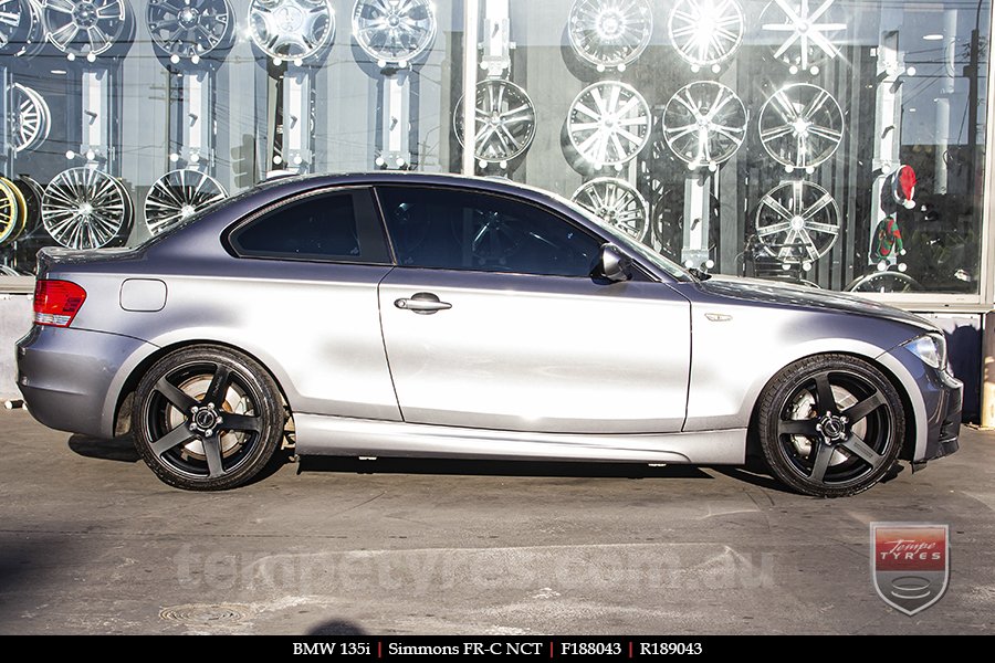 18x8.0 18x9.0 Simmons FR-C Matte Black NCT on BMW 1 SERIES