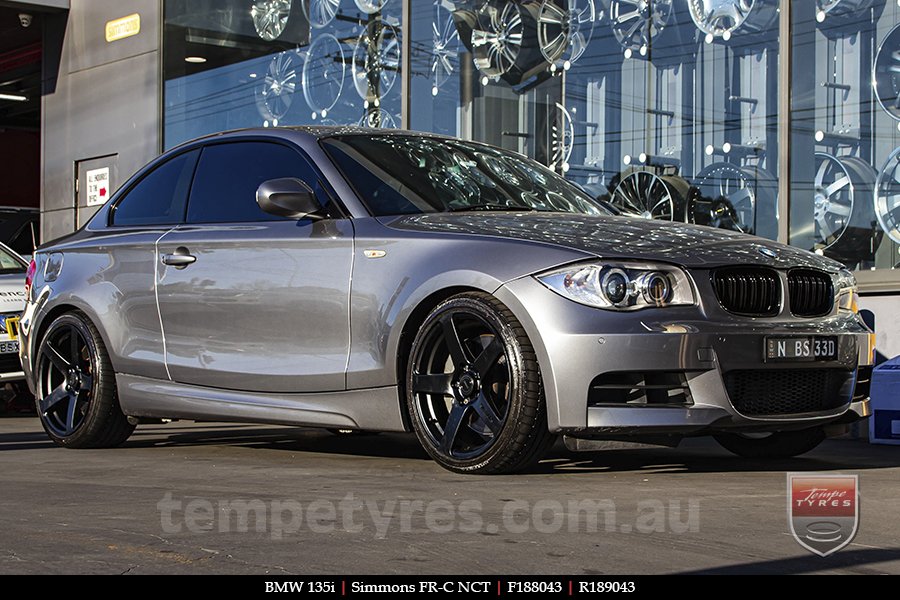 18x8.0 18x9.0 Simmons FR-C Matte Black NCT on BMW 1 SERIES