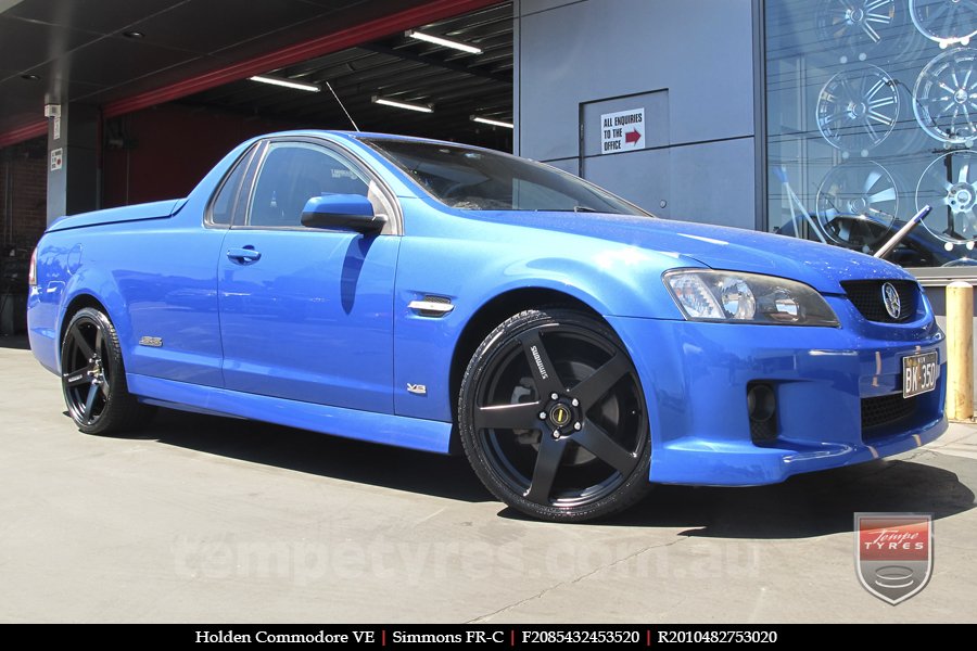 20x8.5 20x10 Simmons FR-C Full Satin Black on HOLDEN COMMODORE VE