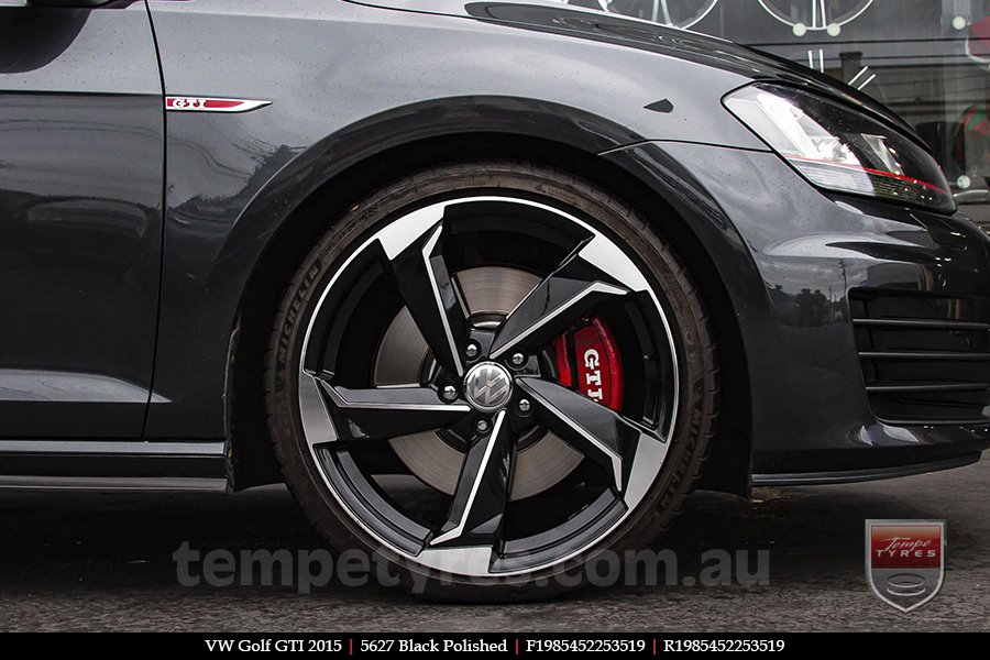 19x8.5 5627 Black Polished on VW GOLF GTI