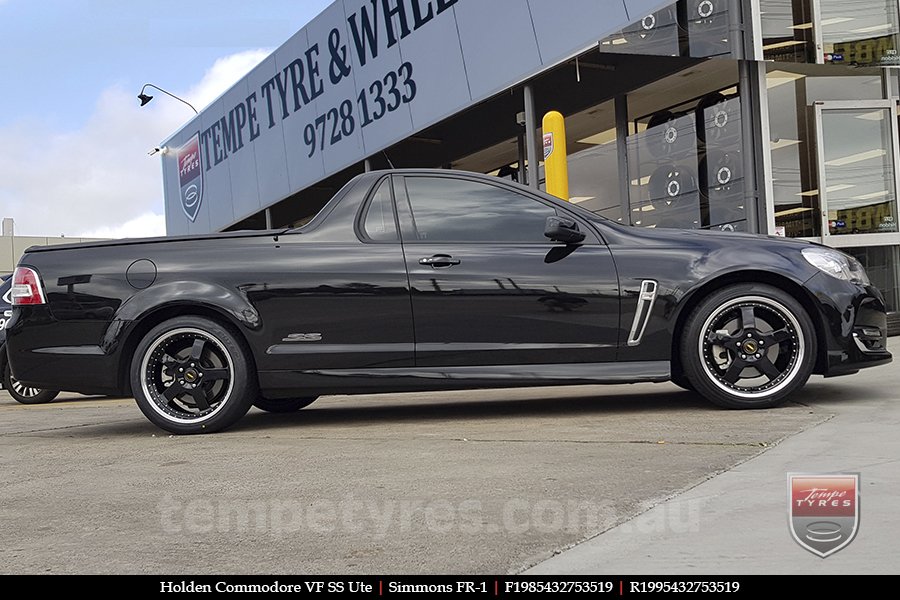 19x8.5 19x9.5 Simmons FR-1 Gloss Black on HOLDEN COMMODORE VF