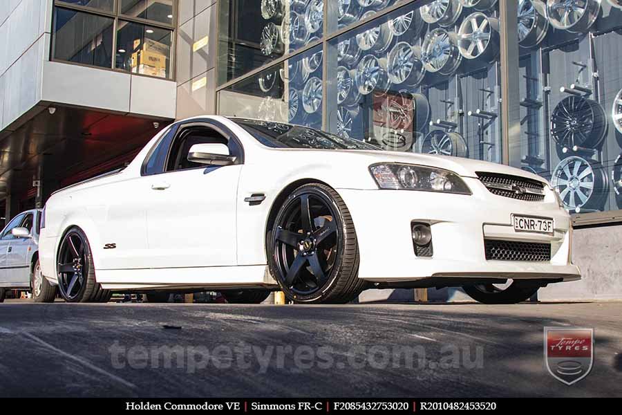 20x8.5 20x10 Simmons FR-C Satin Black NCT on HOLDEN COMMODORE VE