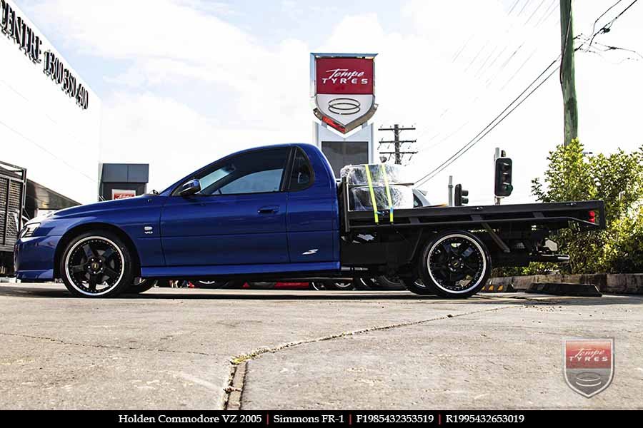 19x8.5 19x9.5 Simmons FR-1 Gloss Black on HOLDEN COMMODORE VZ