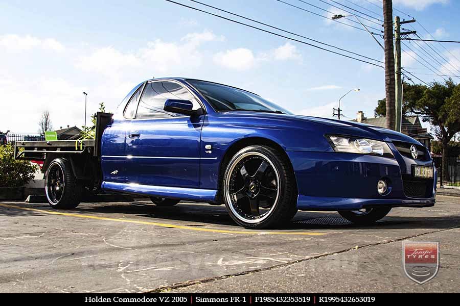 19x8.5 19x9.5 Simmons FR-1 Gloss Black on HOLDEN COMMODORE VZ