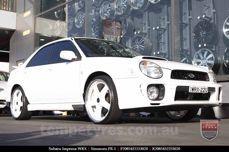 20x8.5 20x9.5 Simmons FR-1 White on SUBARU IMPREZA