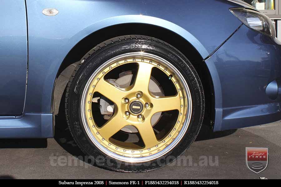 18x8.5 18x9.5 Simmons FR-1 Gold on SUBARU IMPREZA