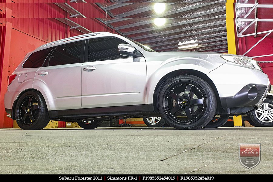 19x8.5 19x9.5 Simmons FR-1 Satin Black on SUBARU FORESTER