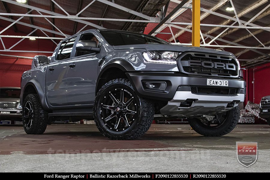 20x9.0 Ballistic Razorback Millworks on FORD RANGER RAPTOR