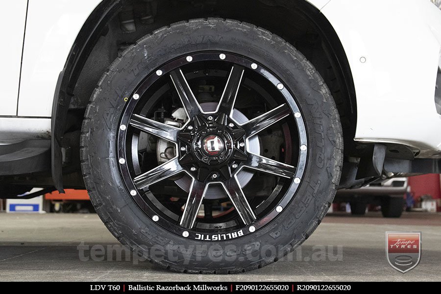 20x9.0 Ballistic Razorback Millworks on LDV T60