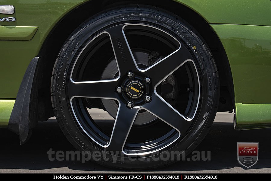 18x8.0 18x9.0 Simmons FR-CS Matte Black NCT on HOLDEN COMMODORE VY